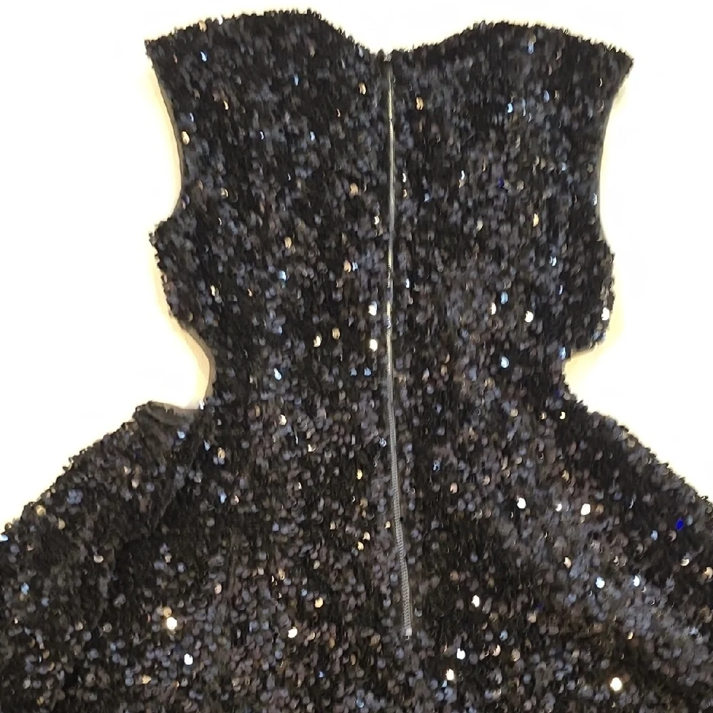 Black Sequin Cutout Mini Dress - Picture 12 of 14